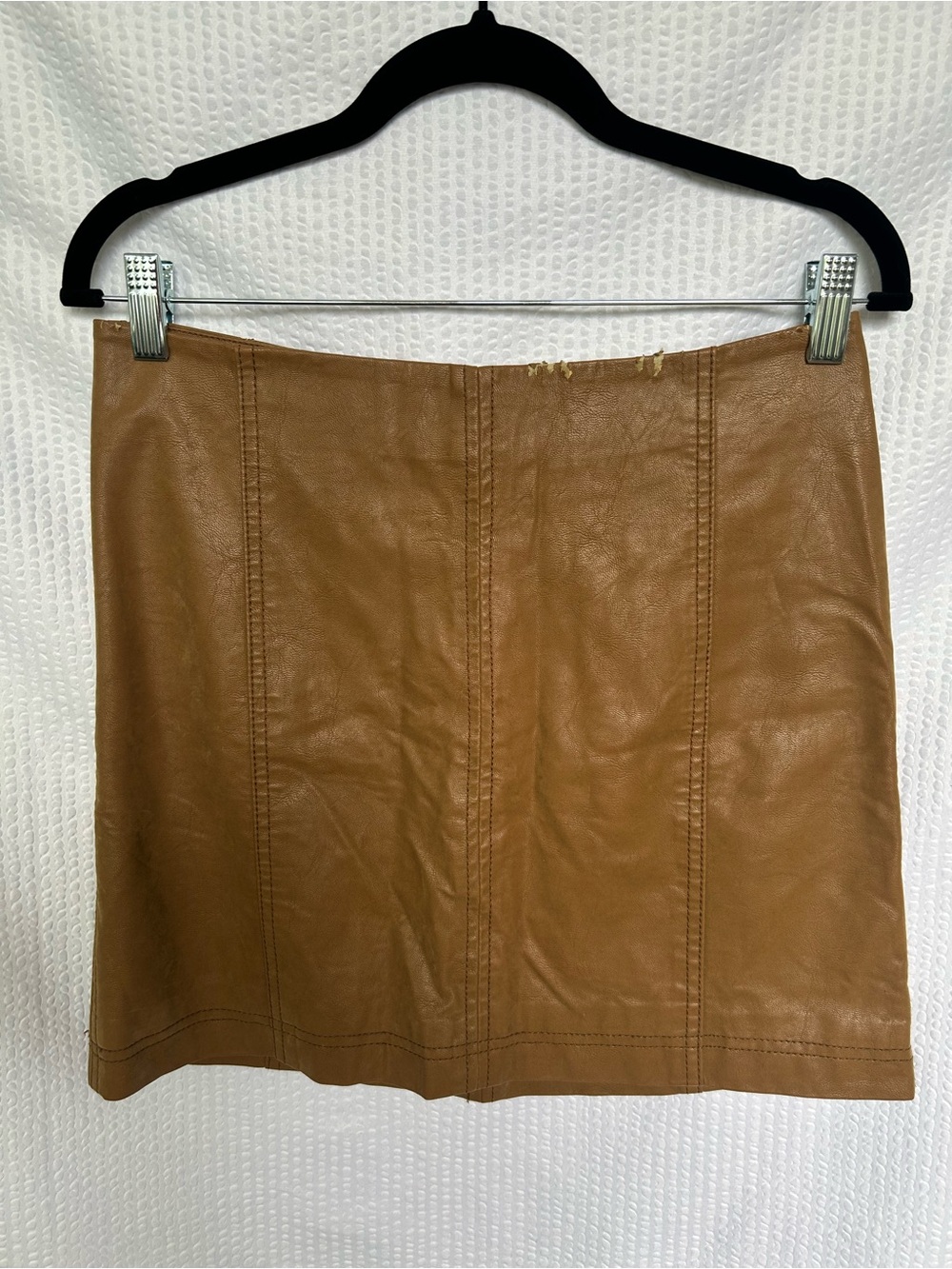 Free People Cognac Faux Leather Mini Skirt Size 6